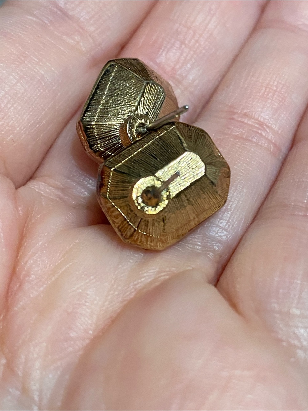Red Octagon Crystal Stud Earrings - Gold Setting - Picture 7 of 7